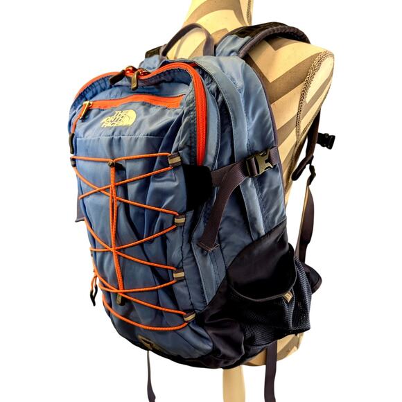 The North Face Borealis Classic Backpack Blue Hiking School Blue Orange - Picture 1 of 13